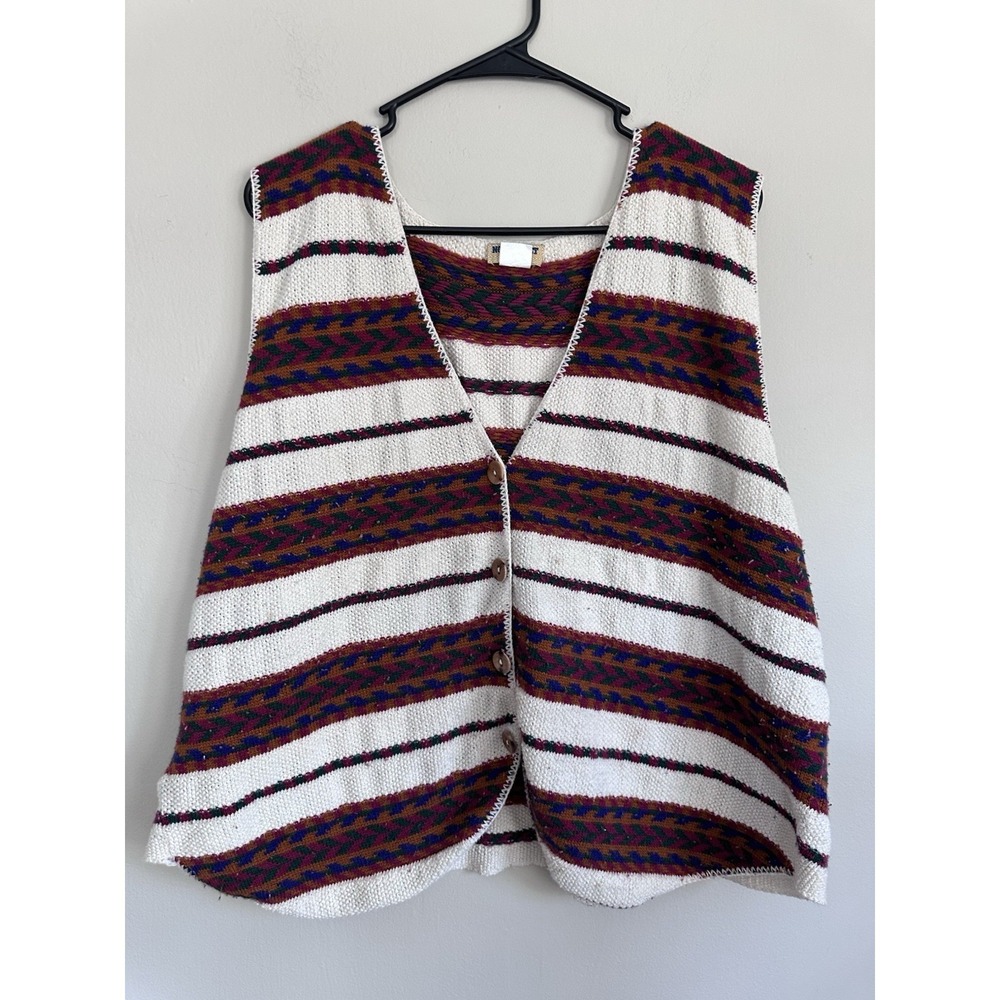 Vintage‎ Southwestern 2XL Sweater Vest 90s Multicolor Stripe Cowboy Unisex